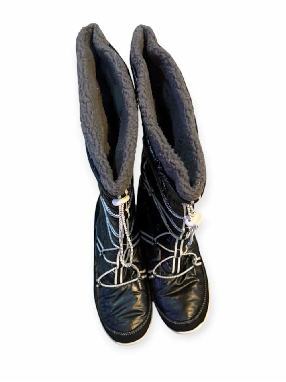 KHOMBU Slalom V Black Quilted Faux Fur Lace-Up Winter Snow Boots 8M